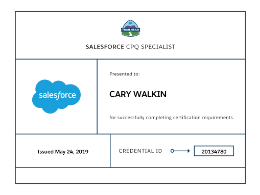 Salesforce CPQ Specialist Credential